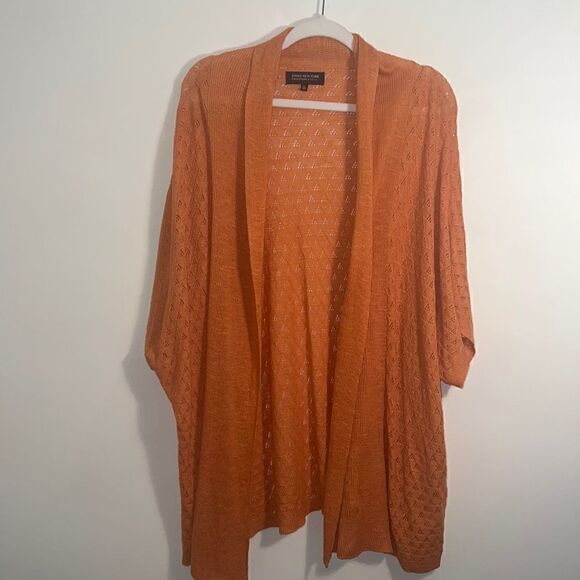 Women’s 2X sweater Jones New York Flowy delicate knit cardigan burnt orange - Picture 2 of 13